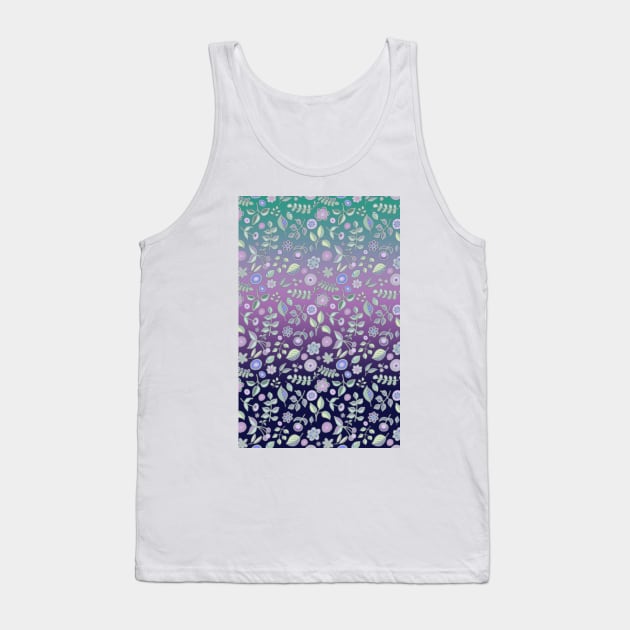 Ombre Nature Doodle Pattern in Navy & Purple Tank Top by micklyn